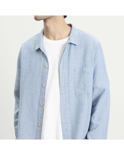 Folk Blue Patch Shirt for men