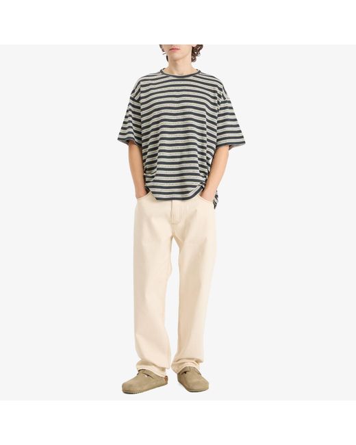 YMC Gray Triple Jacquard Stripe T-Shirt for men