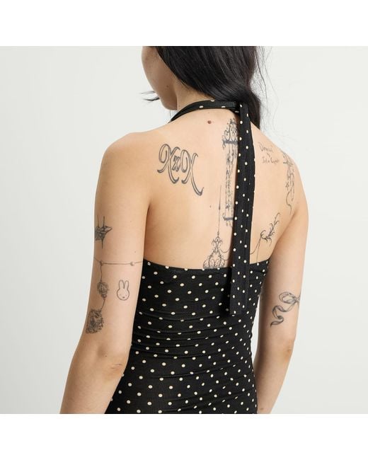 Fruity Booty Black Twist Halter Dress