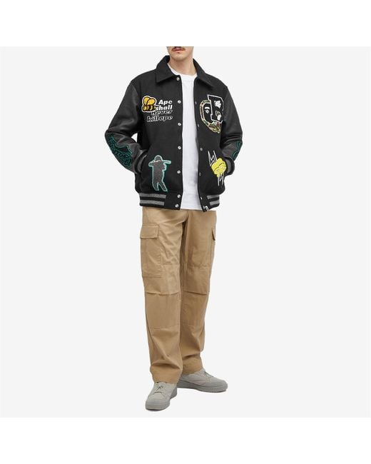 A Bathing Ape Black Bape Varsity Jacket for men