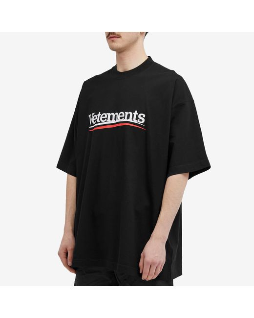 Vetements Black Campaign Logo T-Shirt for men