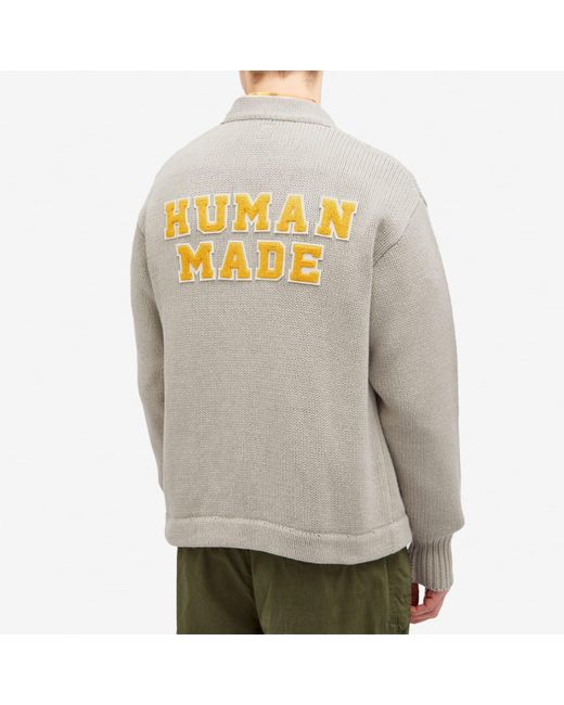 Human Made Gray Knitted College Cardigan for men