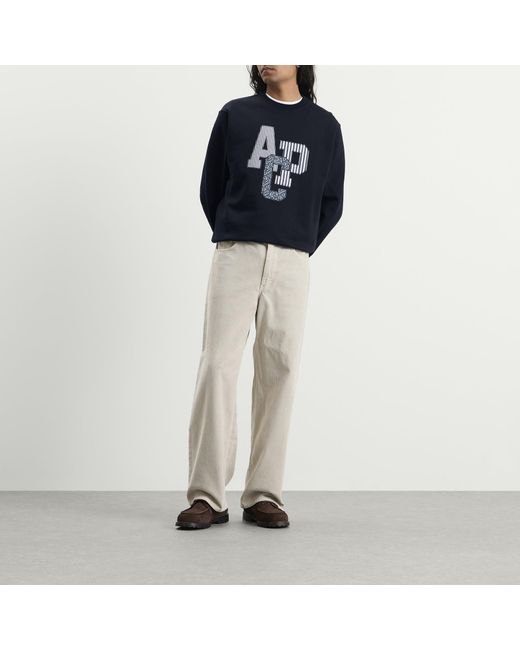 A.P.C. Blue Julien Applique Logo Sweatshirt for men