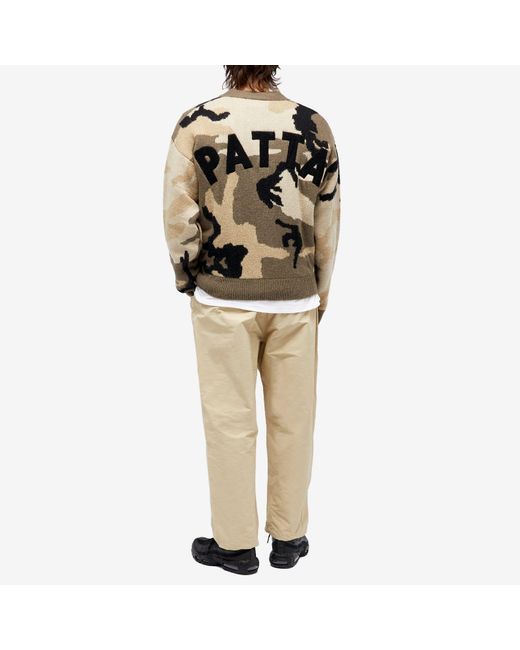 PATTA Brown Woodland Camo Knitted Cardigan for men