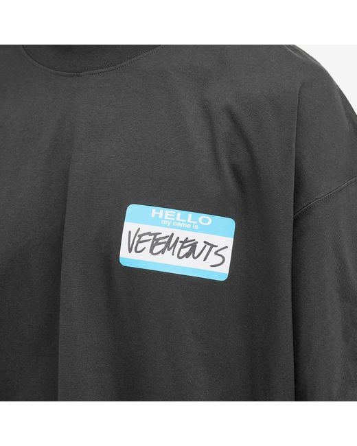 Vetements Black My Name Is T-Shirt for men