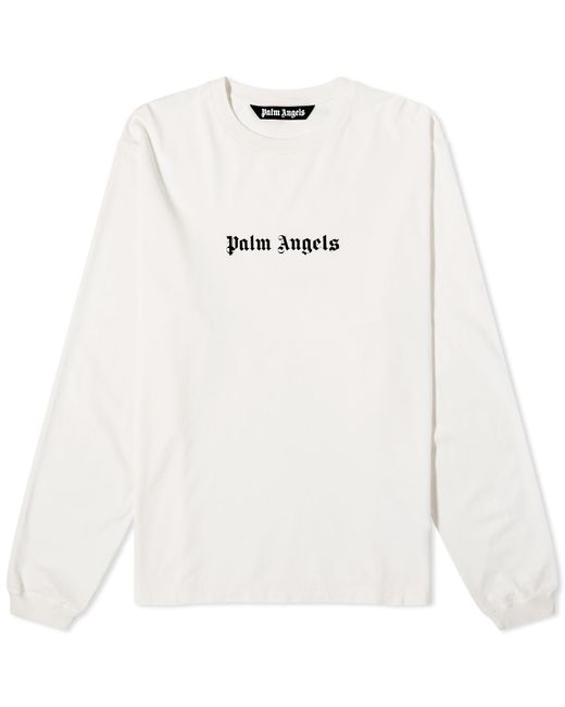 Palm Angels White Logo Long Sleeve T-Shirt for men