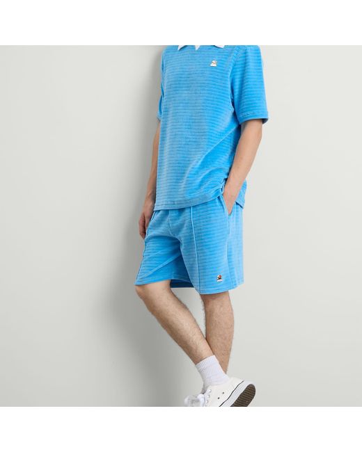 Casablanca Blue Velour Pintuck Shorts for men