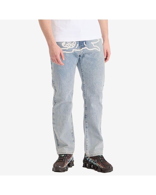 ICECREAM Blue Running Dog Straight Leg Denim Jeans for men