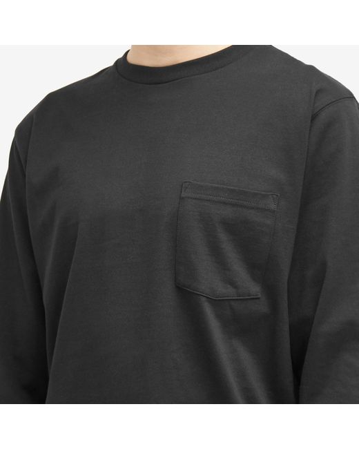 Beams Plus Black Long Sleeve Pocket T-Shirt for men