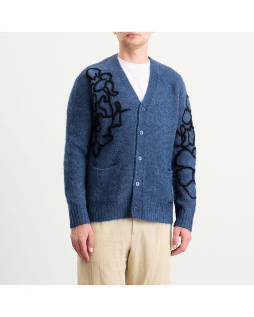 NN07 Blue Kyle Floral Pattern Cardigan for men