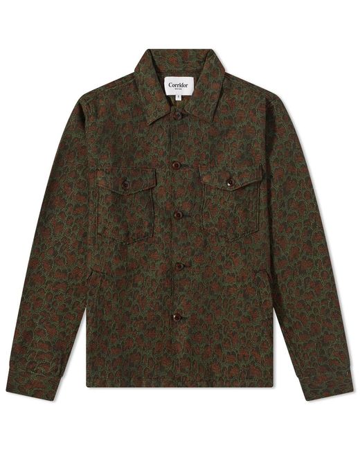 Corridor NYC Cotton Peacock Jacquard Military Jacket in Green for Men ...