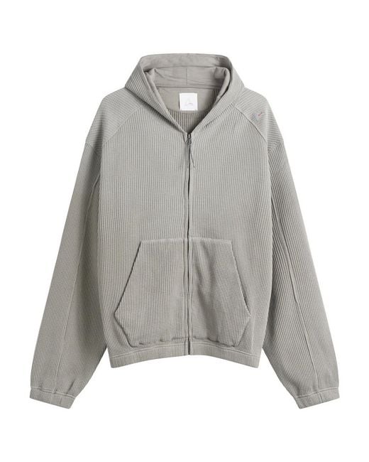Roa Gray Bee Sun Faded Organic Waffle Zip Up Hoodie for men