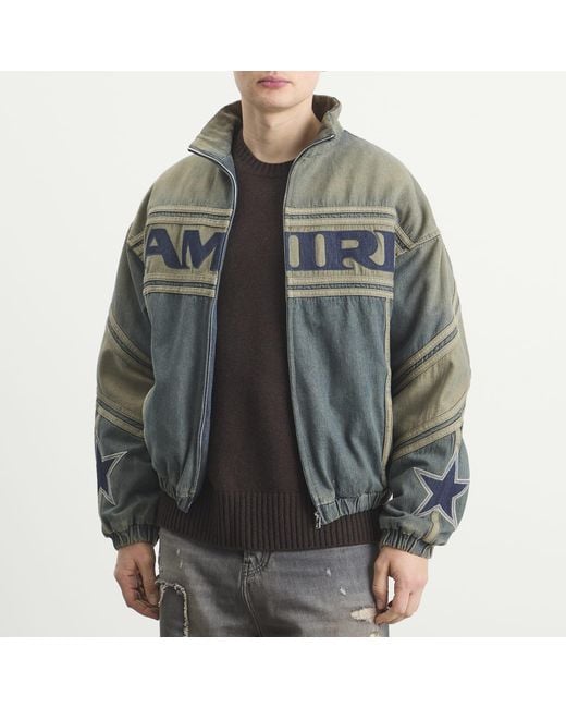 Amiri Gray Sport Denim Track Jacket for men