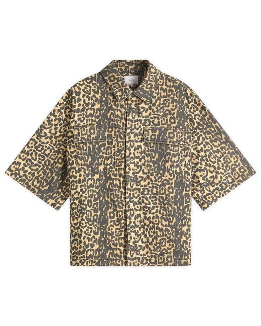 Rhude Natural Leopard Short Sleeve Shirt for men