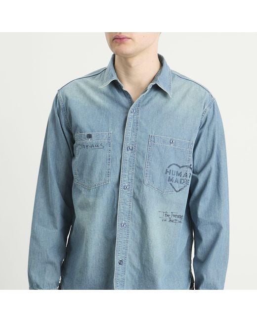 Human Made Blue Stencil Military Chambray Shirt for men