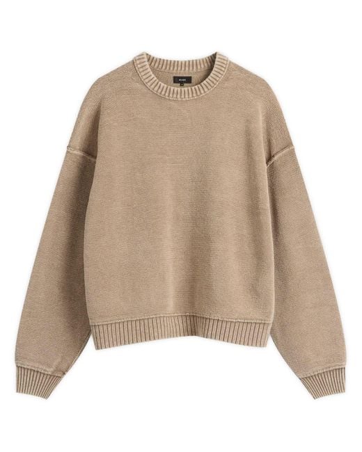 Beams Plus Brown Garment Dye Cotton Crew Neck Jumper for men