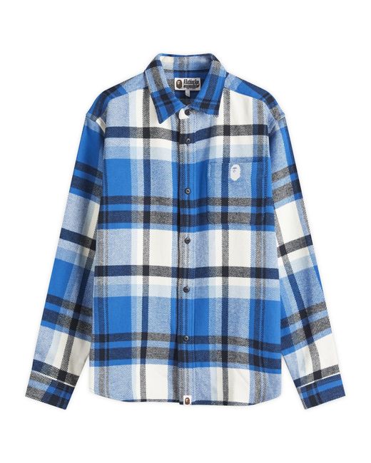 A Bathing Ape Blue Checked Overshirt for men