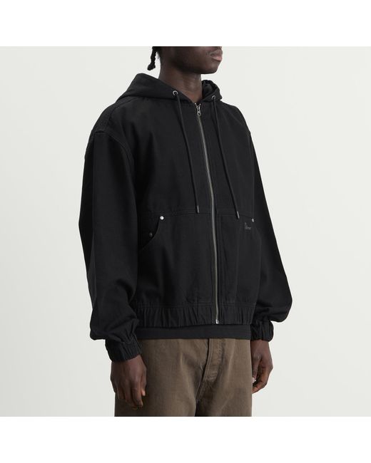 Dime Black Hooded Denim Jacket for men
