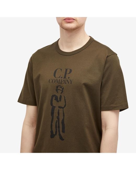 C P Company Green 30/2 Mercerized Jersey Twisted British Sailor T for men