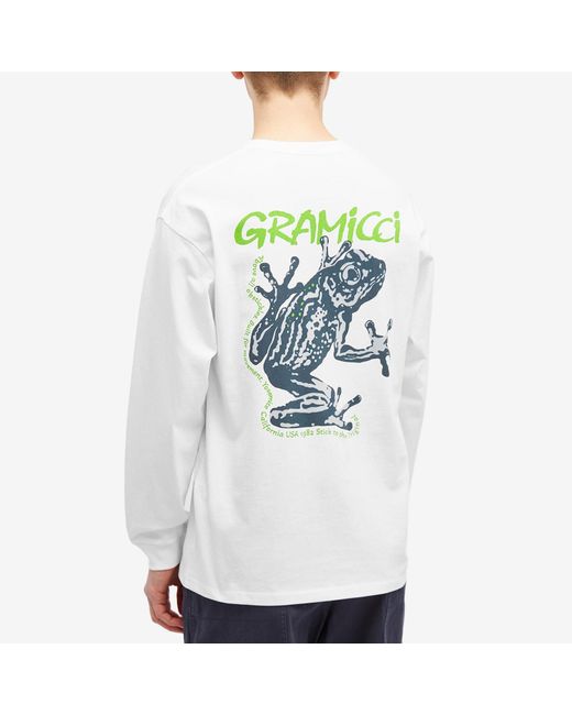 Gramicci White Sticky Frog Long Sleeve T-Shirt for men