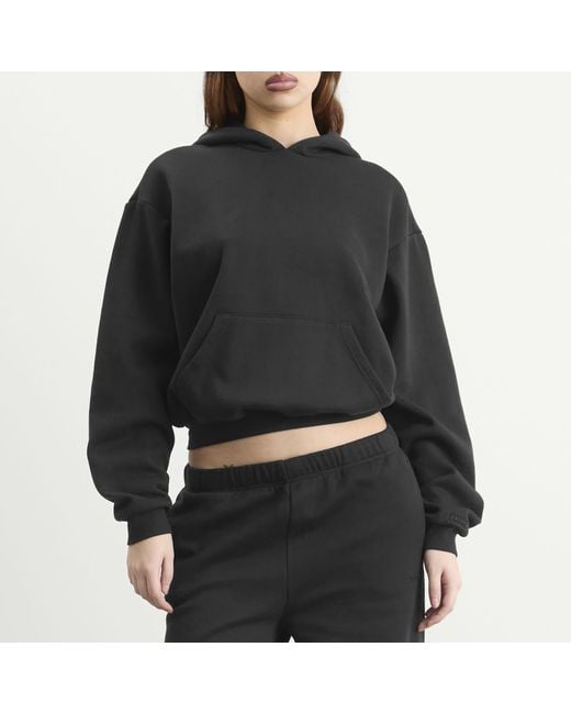 Skims Black Cotton Fleece Classic Pullover Hoodie