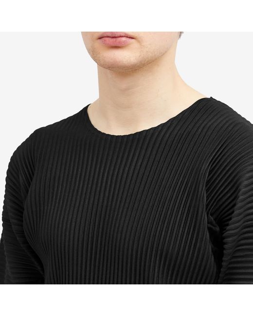Homme Plissé Issey Miyake Black Pleated Long Sleeve T-Shirt for men