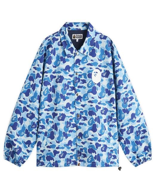 A Bathing Ape Blue Abc Camo Nyc Logo Coach Jacket for men