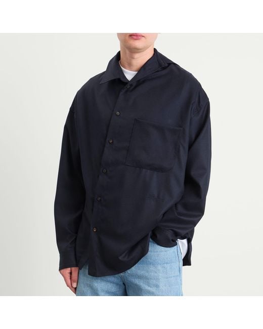 Jacquemus Blue Asymmetric Button Shirt for men