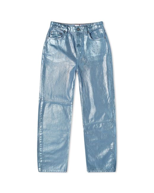Ganni Blue Foil Denim Stary Jeans