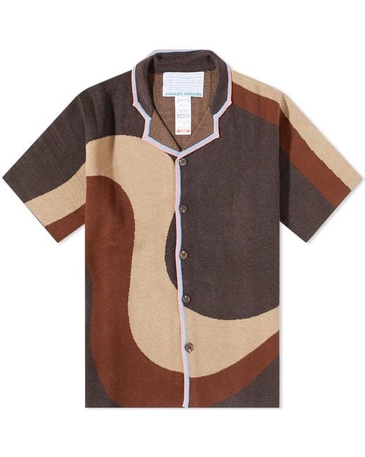 JUNGLES Brown Wavy Knit Shirt for men
