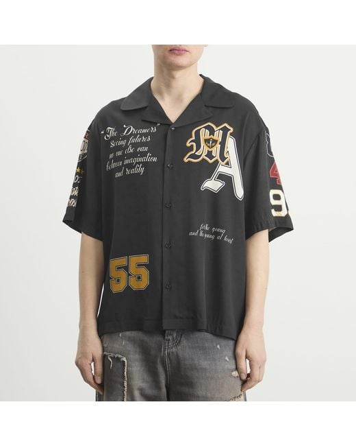 Amiri Black Varsity Patch Camp Shirt for men