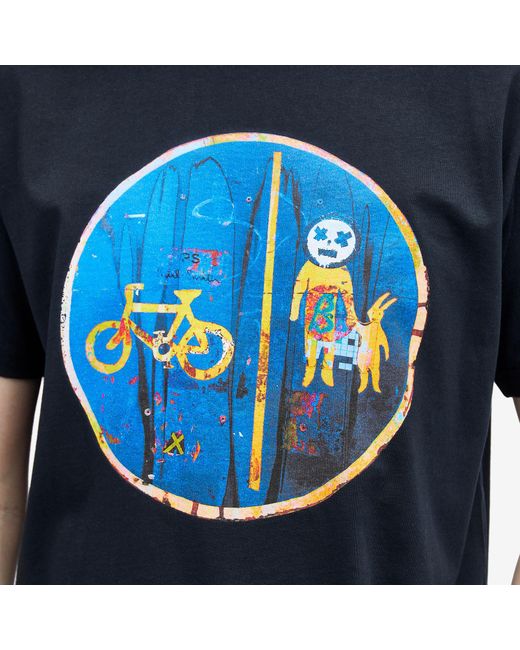 Paul Smith Blue Cycle Lane Sign T-Shirt for men