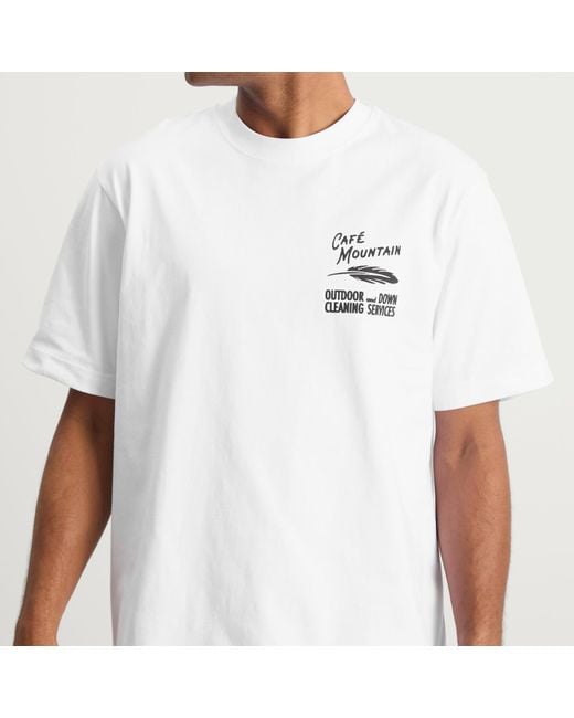 Cafe Mountain White Down Cleaning Duck T-Shirt for men