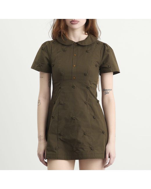 My Mum Made It Green Rosette Check Mini Dress