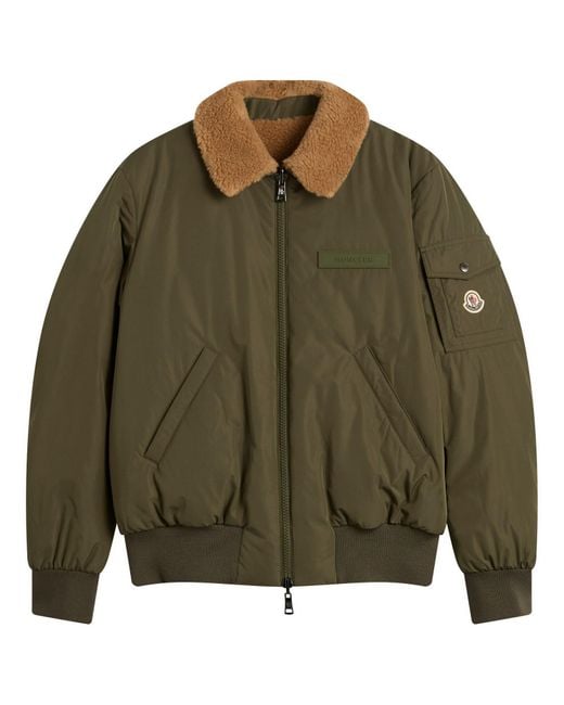 Moncler Green Maulevrier Bomber Reversible Teddy Jacket for men