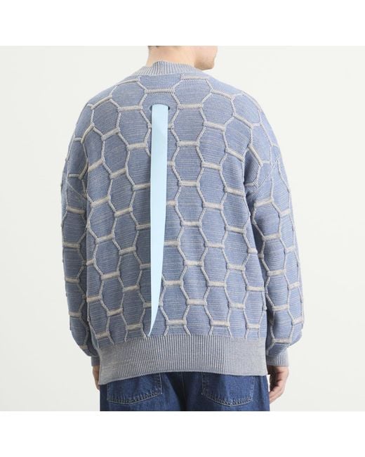 EBIT Blue Honeycomb Knit Cardigan for men