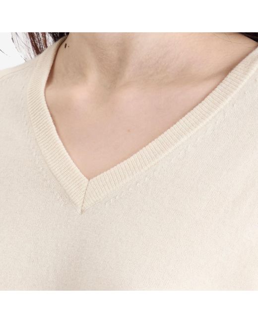 DUNST White Loose V-Neck Sweater