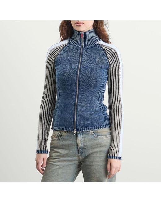 DIESEL Blue M-Estrella Ribbed Jacket