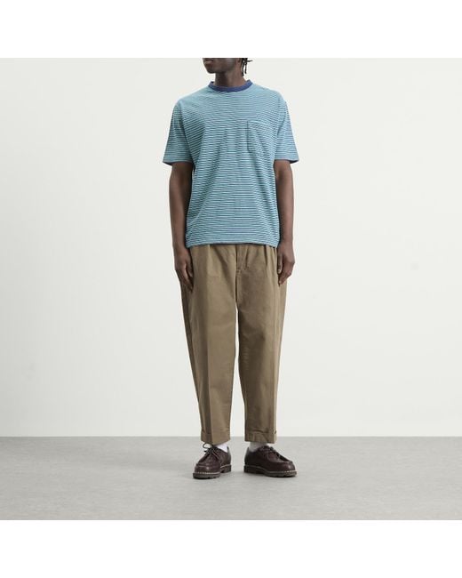 Beams Plus Blue Multi Stripe Pocket T-Shirt for men