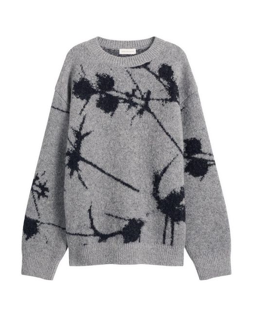 Dries Van Noten Gray Thistle Printed Alpaca Wool Jumper for men