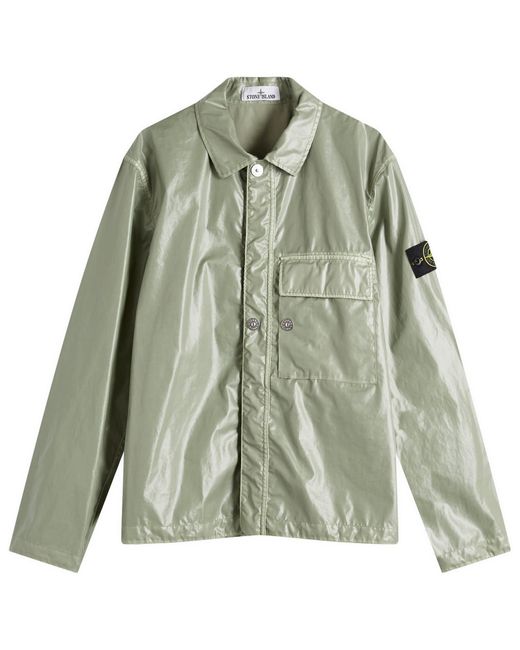 Stone Island Mussola Gommata-Tc Shirt Jacket in Green for Men | Lyst