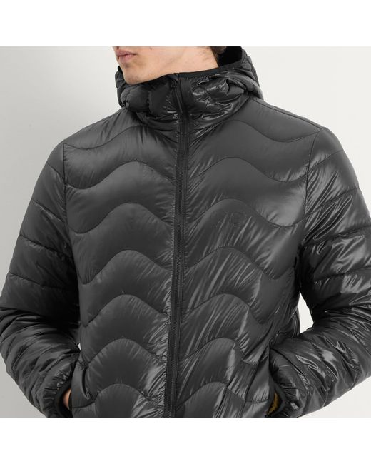 Purple Mountain Observatory Gray Waves Hooded Puffa Jacket for men