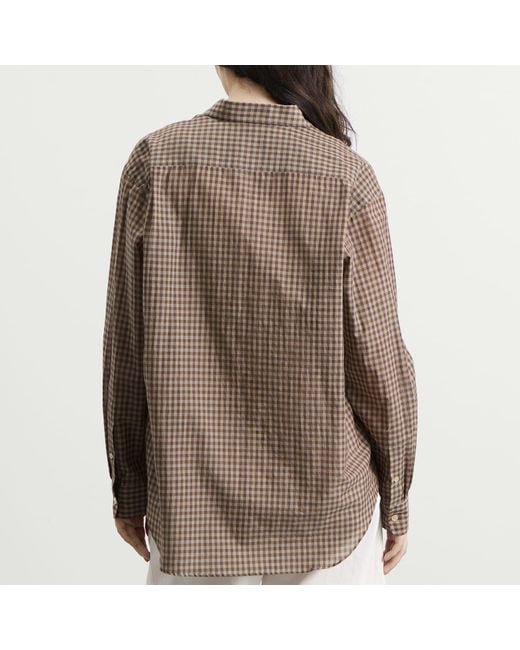 Auralee Brown Airy Light Cotton Check Shirt