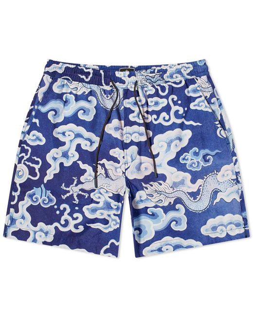Maharishi Blue Cloud Dragon Swim Shorts for men