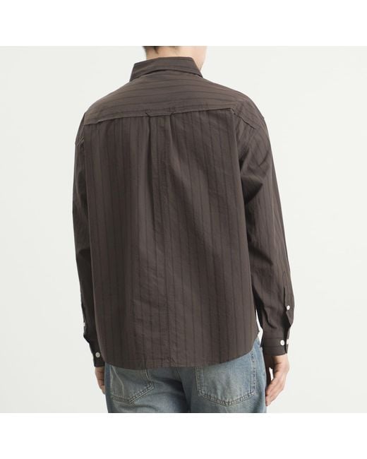 mfpen Brown Triple Stripe Essay Shirt for men