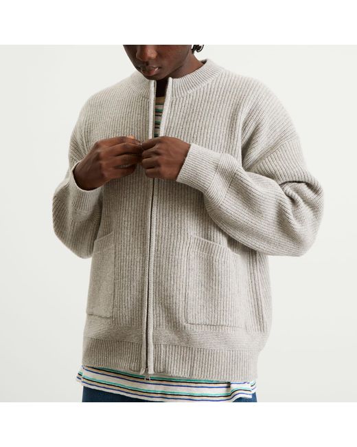 FRIZMWORKS Gray Wool Deck Zip Cardigan for men
