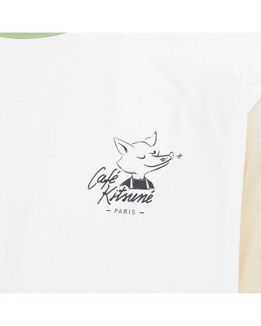 Café Kitsuné White Café Kitsune Colorblock Relax T-Shirt for men