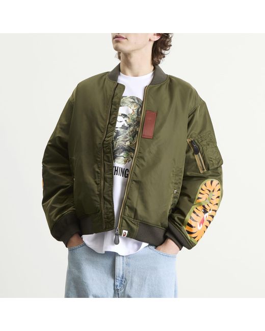 A Bathing Ape Green Shark Ma-1 Jacket for men