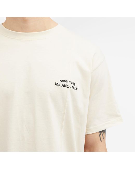 Gcds Natural Embroidered Logo T-Shirt for men