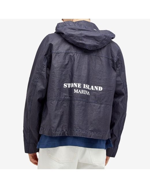 Stone Island Blue Marina Raw Linen Jacket for men